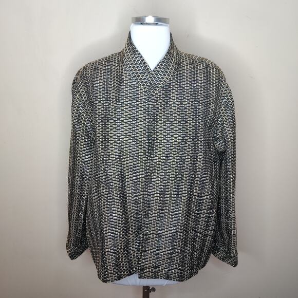 Caroline Rose Jacket Black + Gold Metallic Woven Artsy - Picture 1 of 9